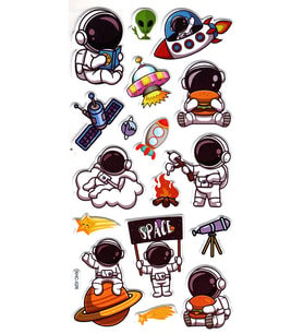 Sticker Kabartmalı Stiker Çıkartma Etiket (XHC026)-18x9 cm- Sevimli Astronot