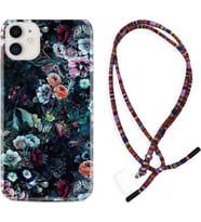 Apple iPhone 11 12 13 Mini Kılıf Boyun Asklı Rasta Silikon Great Flowers 1304