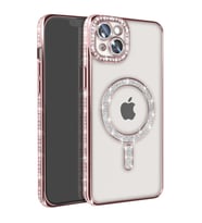 Apple İphone 15 Kılıf Joke Simli Magneticsafe Kılıf - Pembe