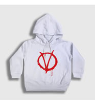 Presmono Unisex Çocuk Beyaz Logo Film V For Vendetta Kapüşonlu Sweatshirt 255617tt (Beyaz)
