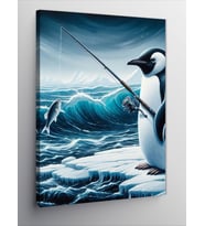 Kanvas Tablo Penguen Balıkçı