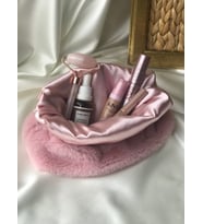 Peluş Makyaj Çantası Pudra Pembe
