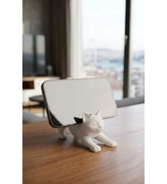 Beyaz Kedi Telefon Tablet Tutucu 10 x 10 cm
