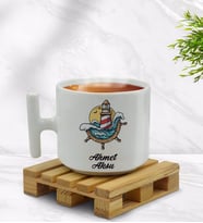 BK Gift Kişiye Özel Dümen Tasarımlı T Kulplu Beyaz Middle Kupa Bardak-4