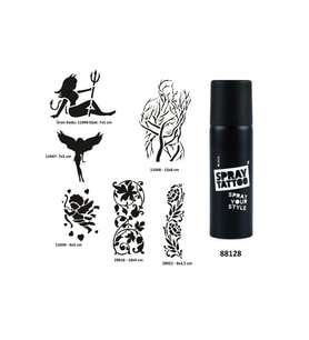 Aşk ve Tutku Sembolleri Spray Tattoo Geçici Dövme Yapma Seti Dark Siyah