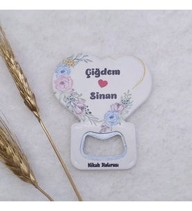 30 Adet Kalp Çiçekli Baskılı Kalp Balon Açacak Magnet 7,5x8,5 Cm Uv Nikah Şekeri Nişan Hediyeği-