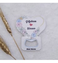 30 Adet Kalp Çiçekli Baskılı Kalp Balon Açacak Magnet 7,5x8,5 Cm Uv Nikah Şekeri Nişan Hediyeği-