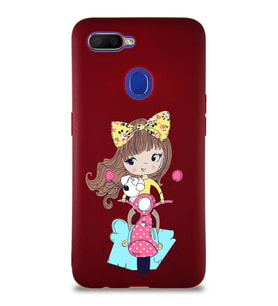 Oppo A5S Soft Premier Kapak Vespagirl Tasarımlı Silikon Kılıf - Mürdüm (Şeffaf)