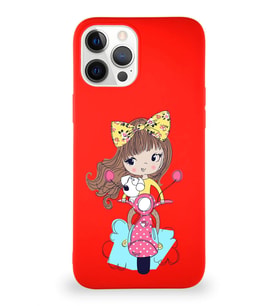 Apple iPhone 12 Pro Max Soft Premier Kapak Vespagirl Tasarımlı Silikon Kılıf - Kırmızı (Şeffaf)