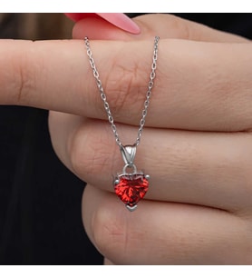 Aya Diamond Gümüş Kırmızı Topaz Damla Kolye