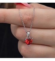 Aya Diamond Gümüş Kırmızı Topaz Damla Kolye