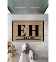 Dormot Modern Dijital Baskı - Büyük Baş Harfler ile Welcome - Kişiye Özel Tasarım Paspaslar
