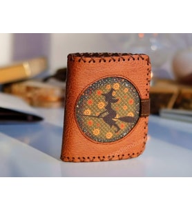 Cadı Figürlü Küçük Cüzdan Etnik Bohem Retro Style - Taba