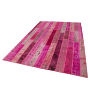 Pembe Halı Modern Geometrik Desenli El Dokuma Salon Halısı Yatak Odası Bohem Eskitme Vintage