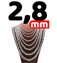 2.8mm Yuvarlak Kral Model 925 Ayar Erkek Gümüş Kolye Zincir