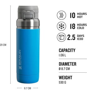 Stanley Go Quick Flip Paslanmaz Çelik Termos, Mavi (Azure), 1.06 Litre (Çok Renkli)