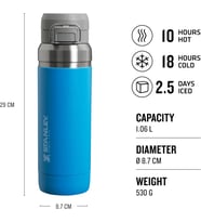Stanley Go Quick Flip Paslanmaz Çelik Termos, Mavi (Azure), 1.06 Litre (Çok Renkli)