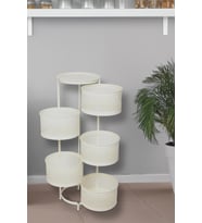 River World Tekerleksiz Rengi Krem Açılabilen 5 Katlı Çok Amaçlı Metal Raf Mutfak, Balkon, Kiler