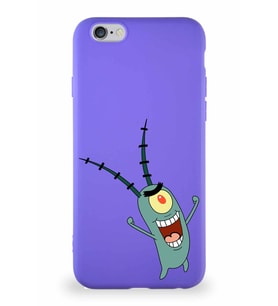 Apple iPhone 6 Soft Premier Kapak Plankton Tasarımlı Silikon Kılıf - Mor (Şeffaf)