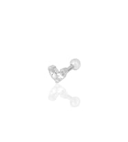 Gümüş rodyumlu zirkon iki taşlı Tragus helix Piercing küpe SGTL12197RODAJ
