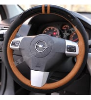 Opel Astra H Dikme Direksiyon Kılıfı Parlak Siyah Taba Detaylı Taba Çift Yüzük ve Dikiş 2004-2014