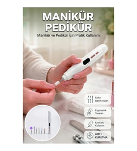 Şarj Edilebilir Manikür Pedikür Bakım Cihazı – Kurutma Özellikli Çift Yönlü