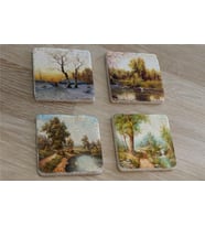 Doğa Manzarası Doğal Taş Bardak Altlığı 4'lü set - Natural Stone Coasters