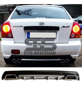 Hyundai Accent Admire Difüzör Arka Tampon Eki 2 Egzoz Çıkışlı Gri Lüx Tip