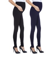 LuvmaBelly MYRA8001-8002-8009 Beli Ayarlanabilir Hamile Tayt Setli (Siyah-Lacivert)