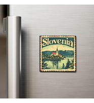 Slovenya Slovenia - Posta Pulu Temalı Ülke - Baskılı Buzdolap Magneti Kare - 9x9 cm