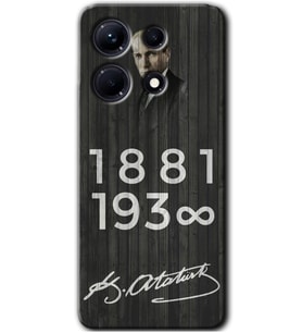 İnfinix Note 30 Kılıf HD Desen Baskılı Arka Kapak - Atatürk Ahşap İmza