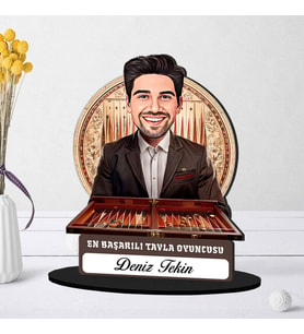Kişiye Özel Erkek Tavla Oyuncusuna Hediye Karikatürlü Biblo