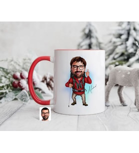 Bk Gift Kişiye Özel Gezgin Karikatürlü Kırmızı Kupa Bardak-1, Sevgiliye Hediye, Arkadaşa Hediye