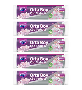 Büzgülü Çöp Torbası Kiraz Çiçeği Kokulu 15'li Orta Boy 55 x 60 cm Beşli Paket