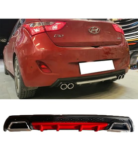 Hyundai i30 Kırmızı Difüzör Çiftli Kare Egzoz Görünümlü D Tip Difizör 2007 - 2021