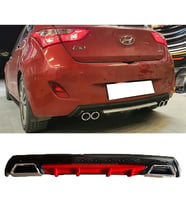 Hyundai i30 Kırmızı Difüzör Çiftli Kare Egzoz Görünümlü D Tip Difizör 2007 - 2021