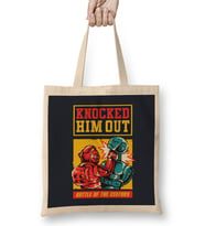 Rockem Sockem Robots Knock Out Pixel Art Bez Çanta Uzun Saplı
