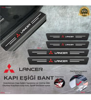 Mıtsubıshı Lancer  Logolu Karbon 4  Kapı Eşiği Koruyucu Suni Deri 4'lü Set