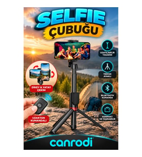 Uzatılabilir Tripodlu Selfie Çubuğu – Dikey ve Yatay Çekim, Uzaktan Kumandalı