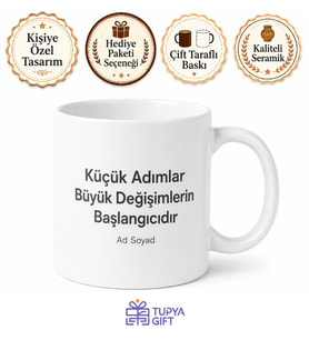 Make A Difference Baskılı Fark Yarat Dünyayı Değiştir Kupa Bardak Hediye