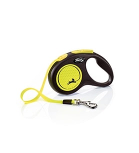 Flexi New Neon Otomatik Sarı Şerit Köpek Gezdirme Tasması Small 5 Metre
