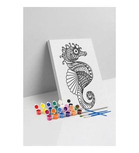 Denizatı Desenli Mandala Tuval Boyama Seti 40x50 cm