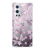 PrintiFy OnePlus 9 Pro Uyumlu Köşe Korumalı Floral Pudra Tasarımlı Şeffaf Silikon Kılıf