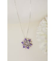Elika Silver 925 Ayar Gümüş Mor Mineli Lotus Kolye