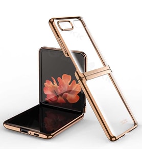 Samsung Galaxy Z Flip Kılıf Şeffaf Kıpta Kapak (Gold)