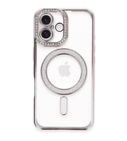 İphone 16 Plus Kılıf Joke Simli Magneticsafe Kılıf - Pembe