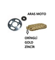 Bajaj Discover 150 F- 150 S Oringli Zincir Dişli Seti Kaliteli (GOLD ZİNCİR) Arasmoto (Renksiz)