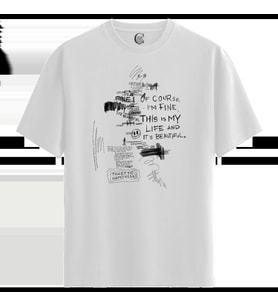 Dark Sketch - %100 Pamuklu Erkek Beyaz Tişört - Premium Quality