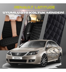 Renault Latitude Siyah Renk Tay Tüyü Cepli & Terletmez Sırtlı Oto Koltuk Minder Seti - Koltuk Koruma Kılıfı (ÖN & ARKA TAM SET)