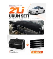 e-biz RENAULT LATITUDE (2010-2015) Uyumlu Torpido Örtüsü + Deri Bagaj Çantası - Siyah-Gri - RE034